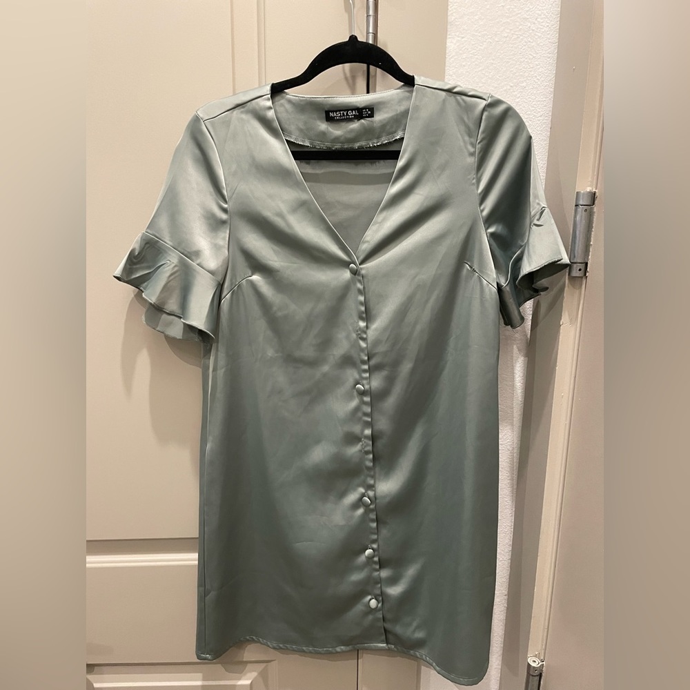 Nasty Gal Teal Dress with Buttons (Size: 4)